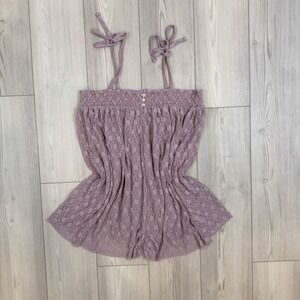 Free People Intimately Rule The World Lace Sleep Romper Medium Purple Unlined